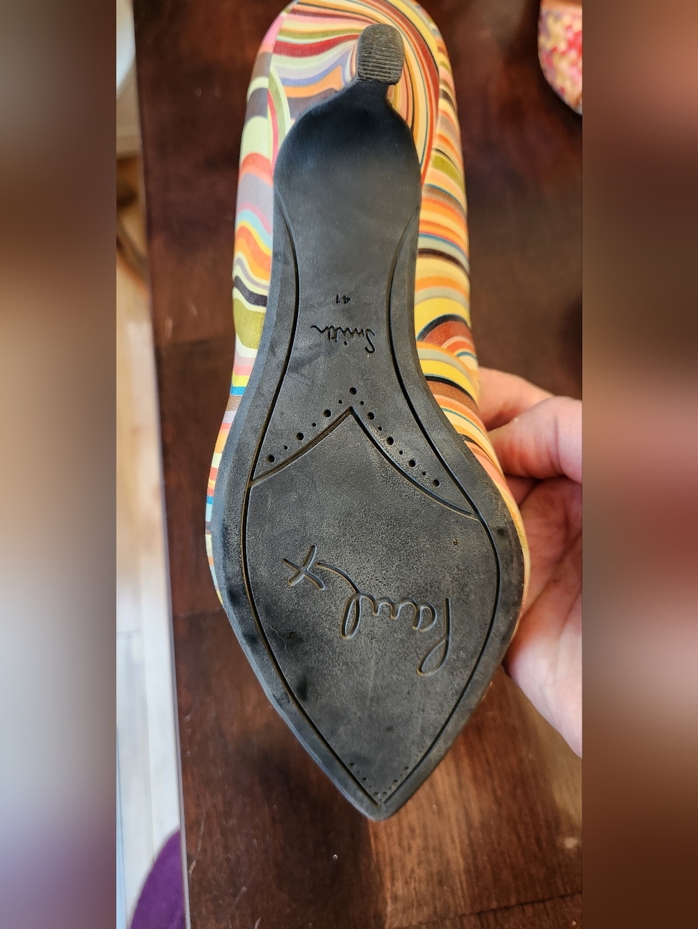 Striped Multicolour Pointed-Toe Heels - Picture 4 of 8